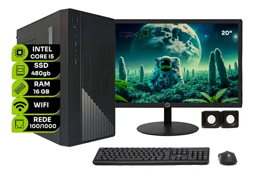 CPU PC Computador Intel Core I5 8500 Ddr4 16gb Ssd 480gb Monitor