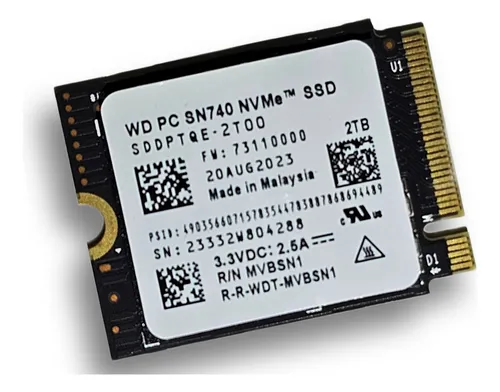 Ssd Nvme 2tb Wd Sn740 Para Asus Rog Ally E Steam Deck Cor Verde