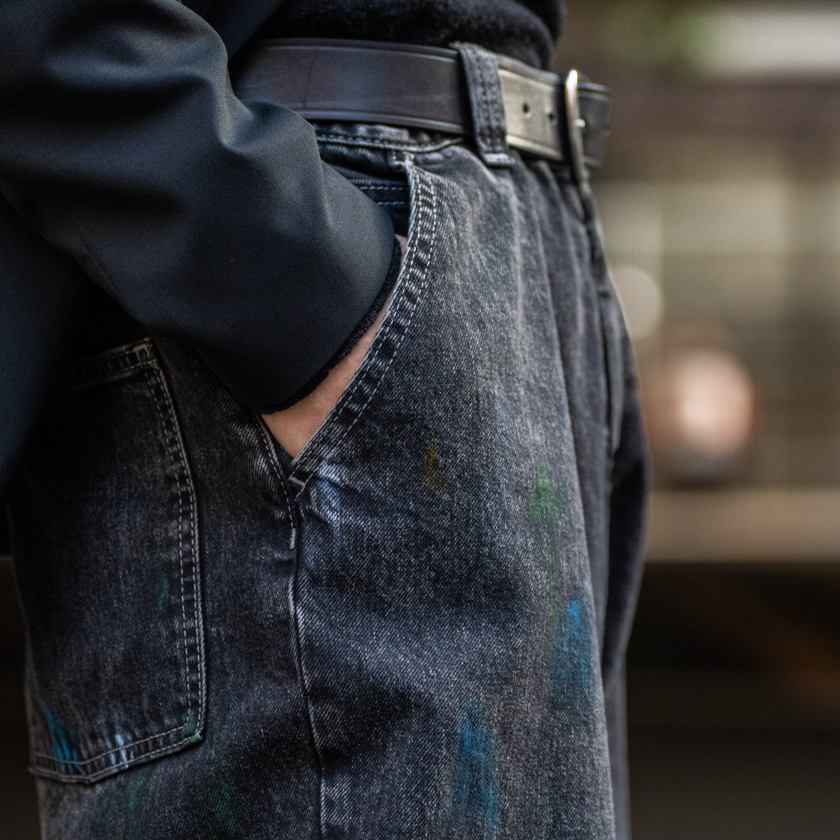 メゾンマルジェラのブラックデニム ワイドパンツ | HUES 福岡セレクト