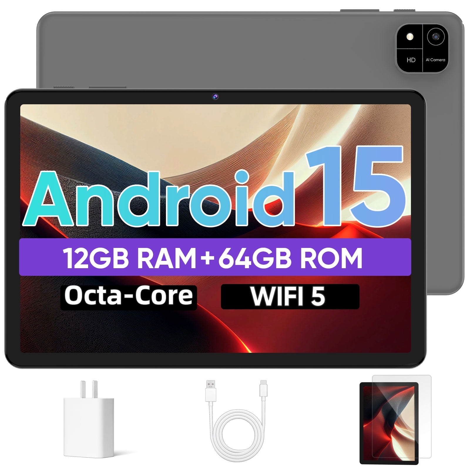 Android Tablet, 10 inch Android 15 Tablet with Octa-Core Processor