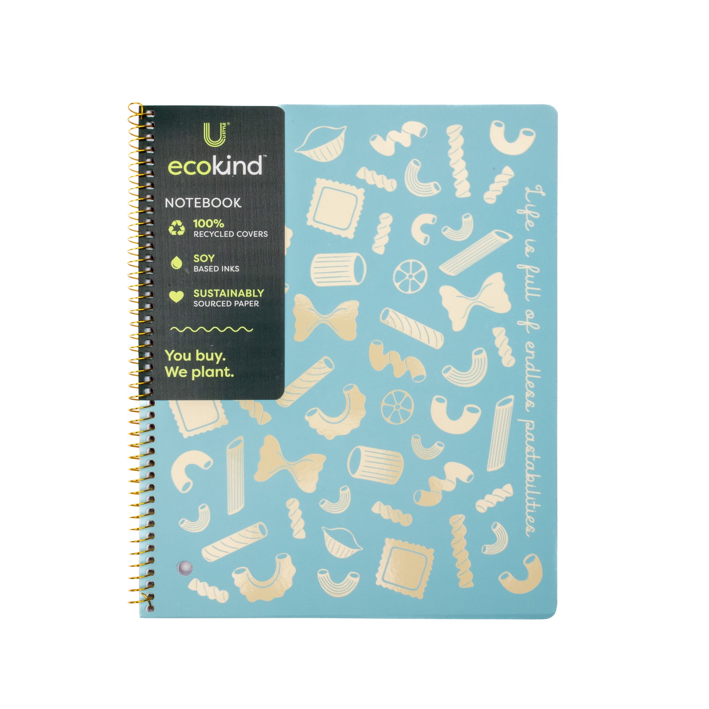 Ecokind by U Style Pasta Spiral Notebook, 1 Subject, College Ruled