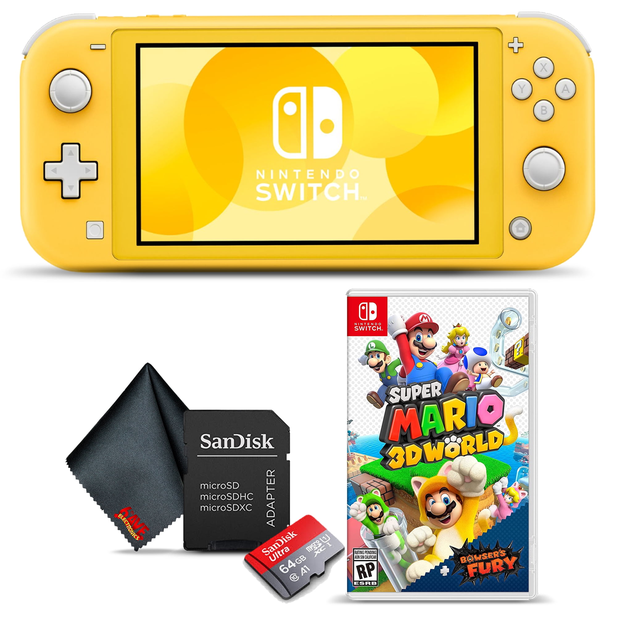 Nintendo Switch Lite Amarelo com Super Mario 3D World Bowsers Fury