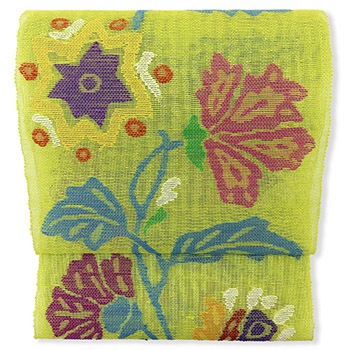 西陣夏八寸名古屋帯『カレリアの花』【帯屋捨松】(黄緑): 帯｜着物