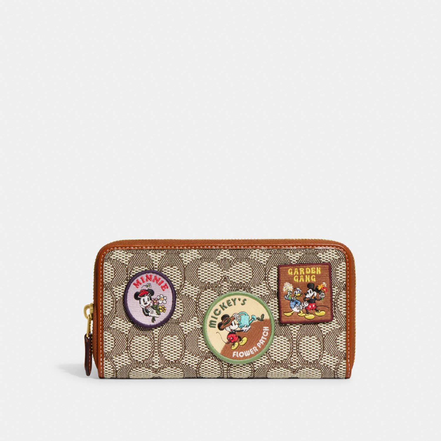 Disney X Coach Accordion Zip Wallet In Signature Textile Jacquard