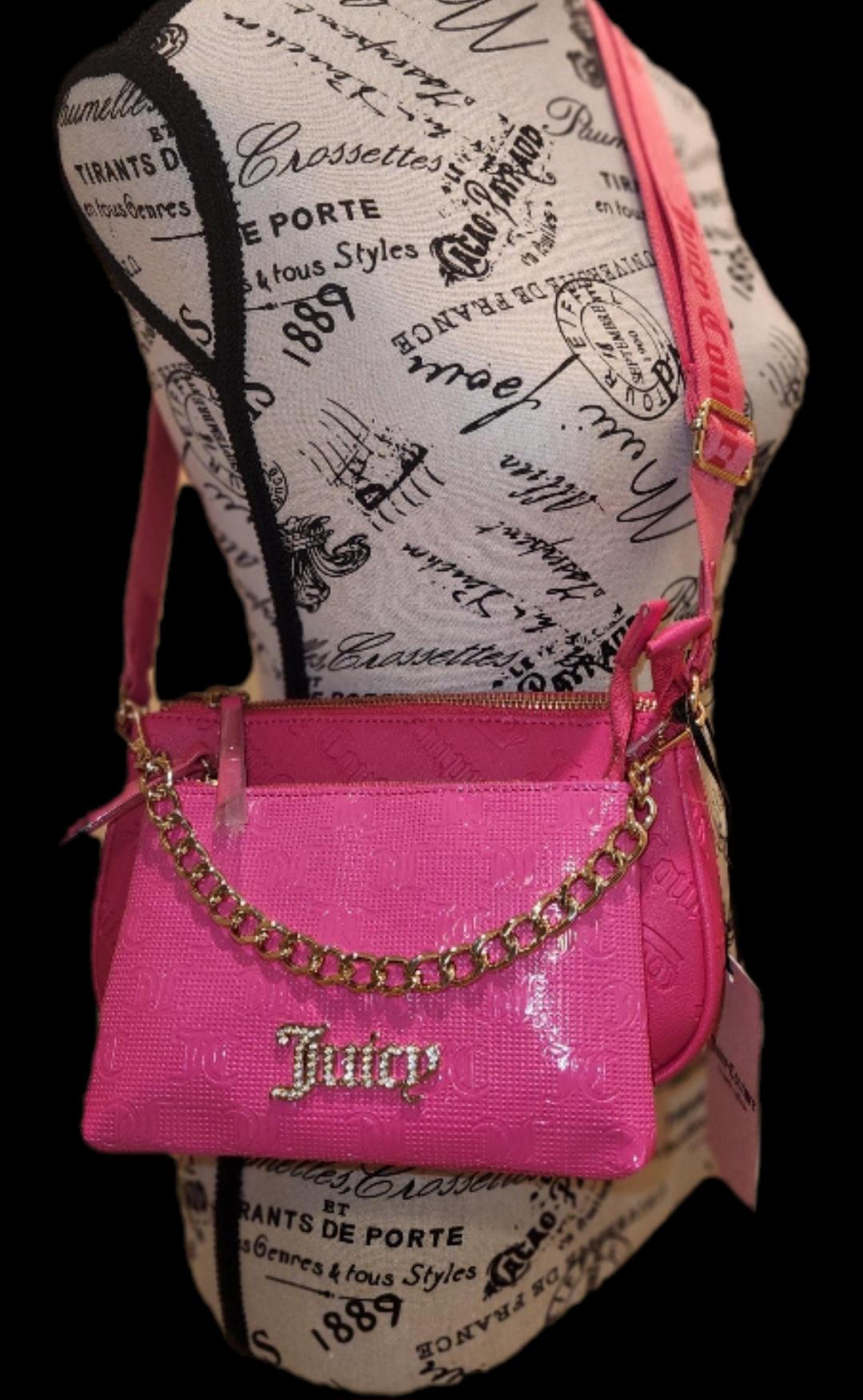 Juicy Couture Double Trouble Crossbody Bag Pink Flash Crown Color