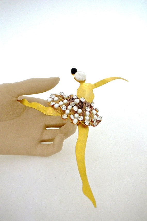 Vintage Massive KARL LAGERFELD Figural Ballerina Mesh Jewelled