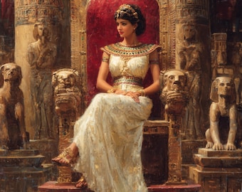 クレオパトラ エジプト王女 - エジプト美術 - キャンバスに手描きされ