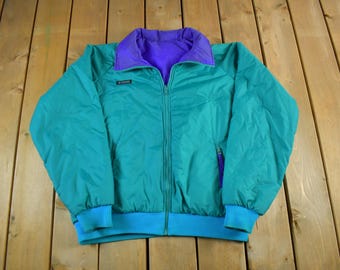 Vintage 90s Reversible Down Puffer Jacket Bomber Columbia