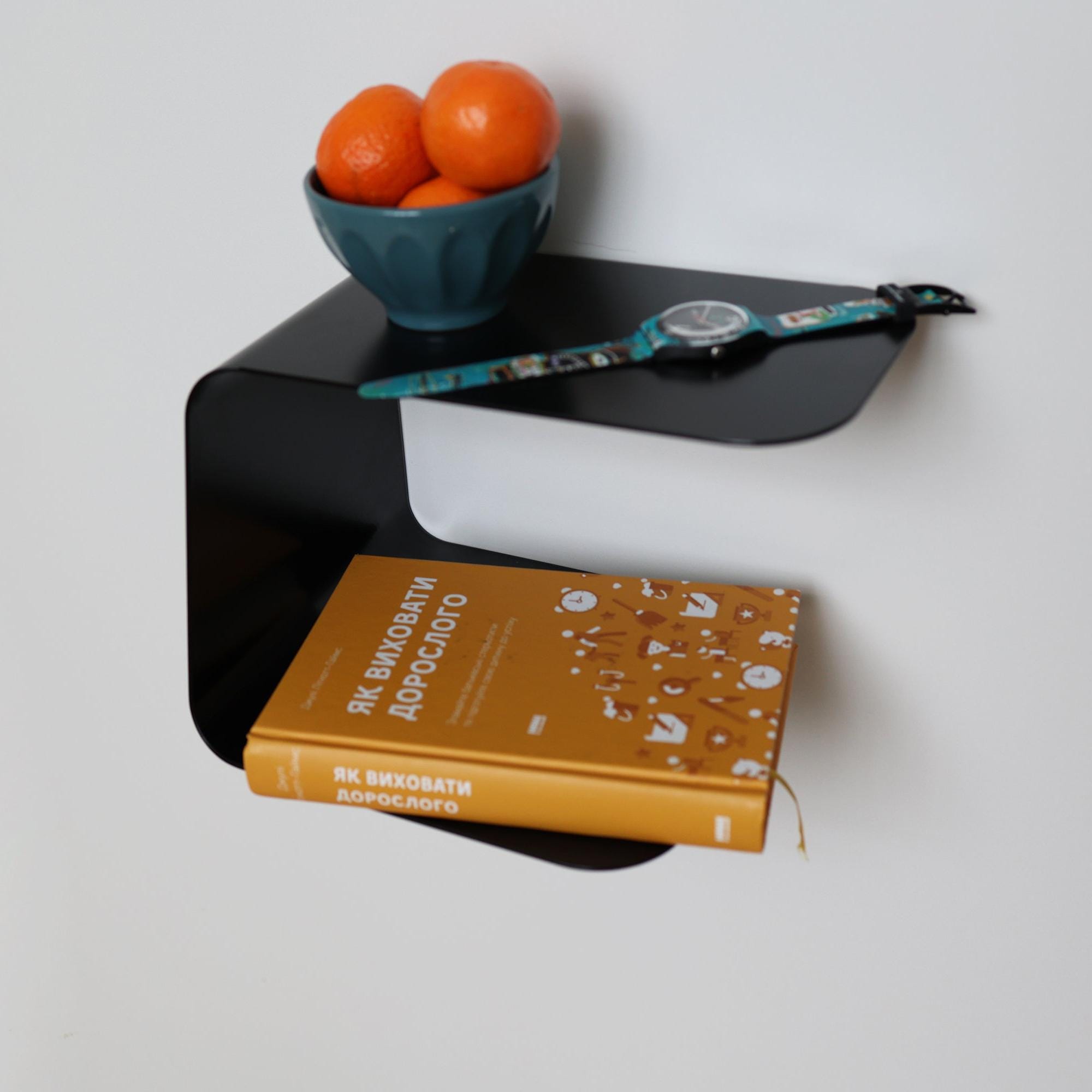 フローティングナイトスタンド WAVE、ブラックメタルシェルフ、曲げ