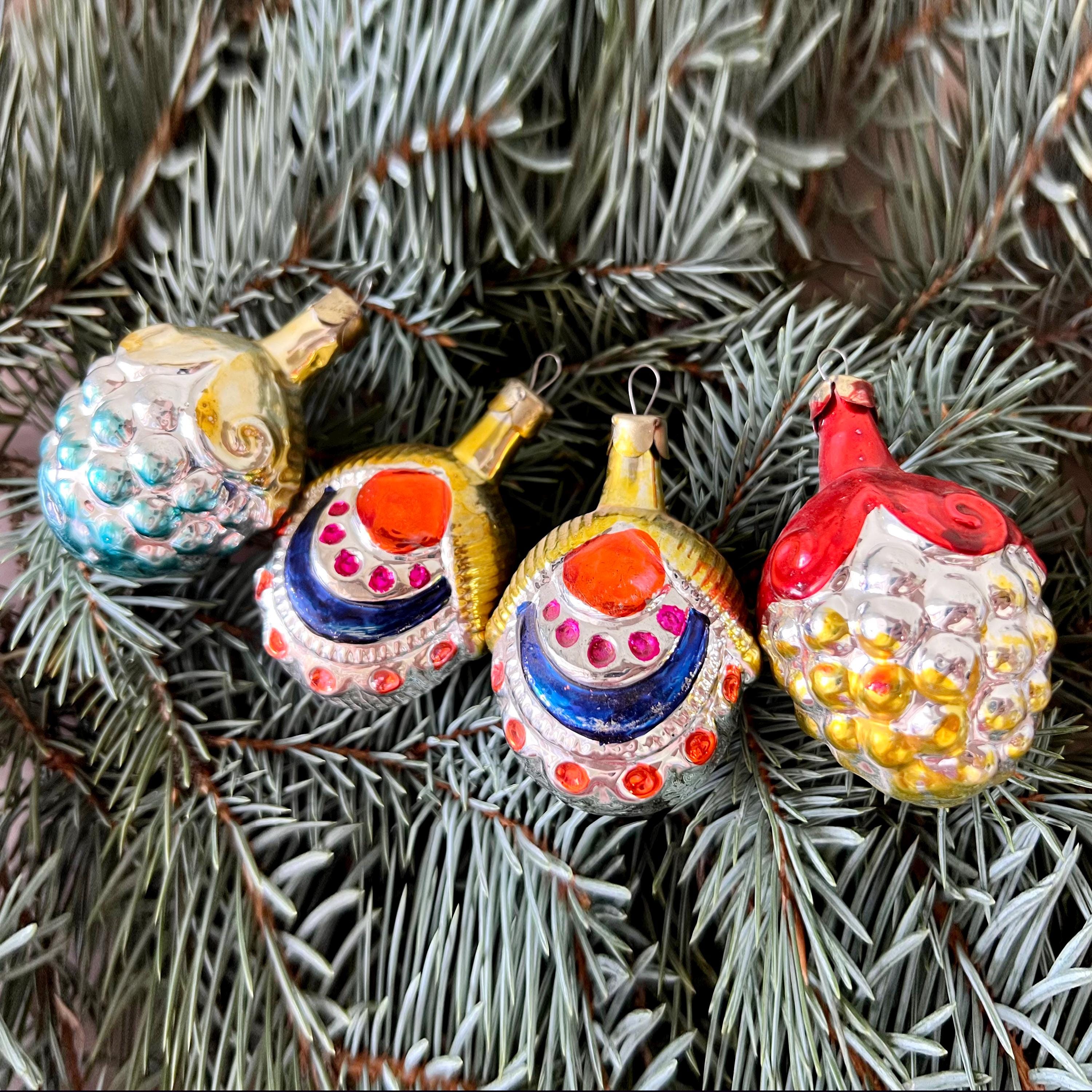ソビエト ヴィンテージ クリスマス ツリー オーナメント 4 個セット