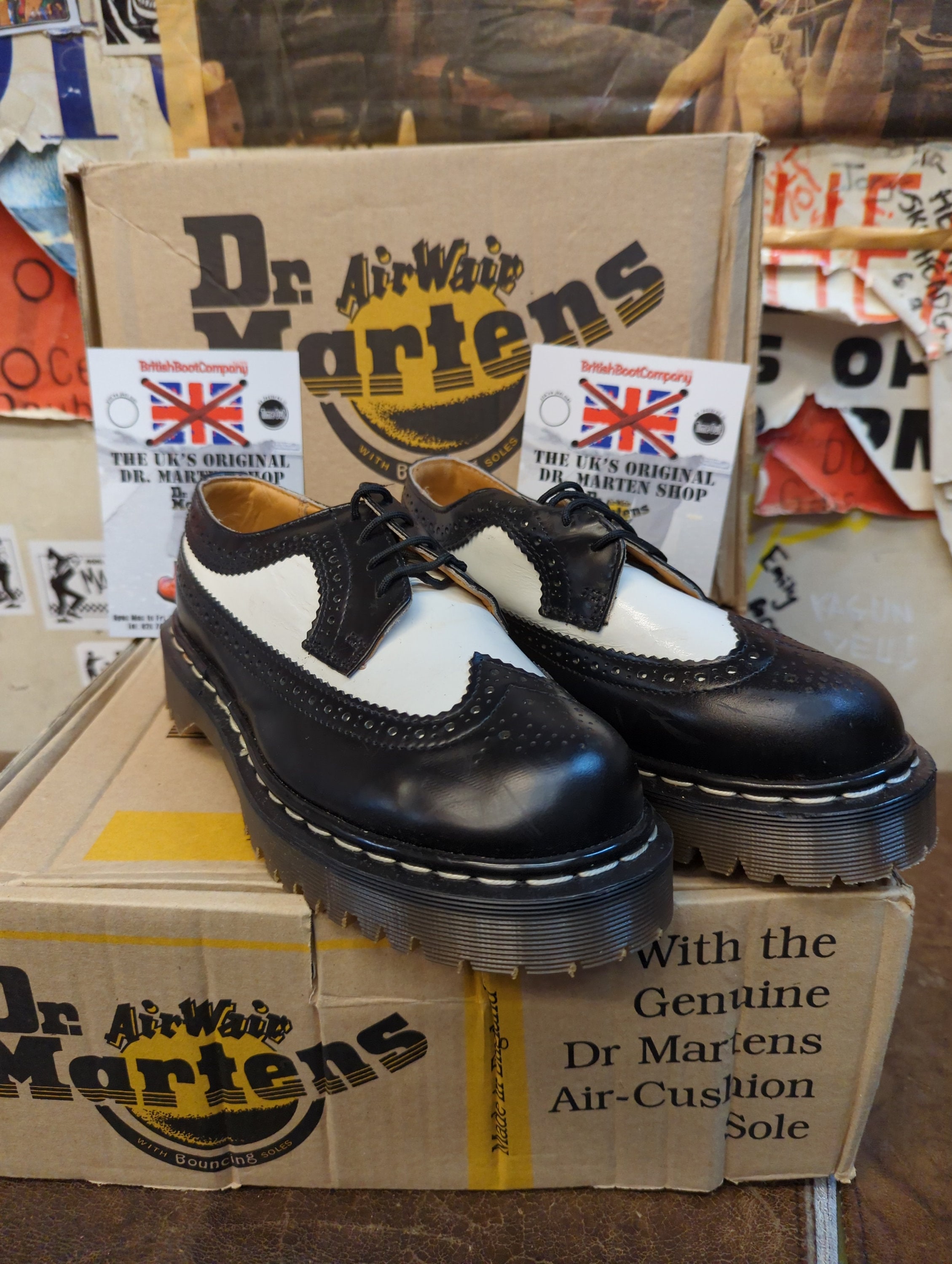 Dr Martens 3989black and White Brogue Platform Made in England