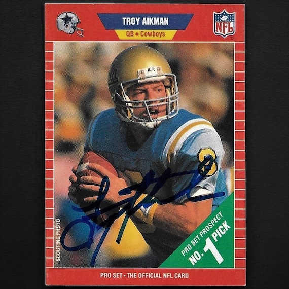 Troy Aikman Autograph Signed 1989 Pro Set Rookie Card #490 Cowboys