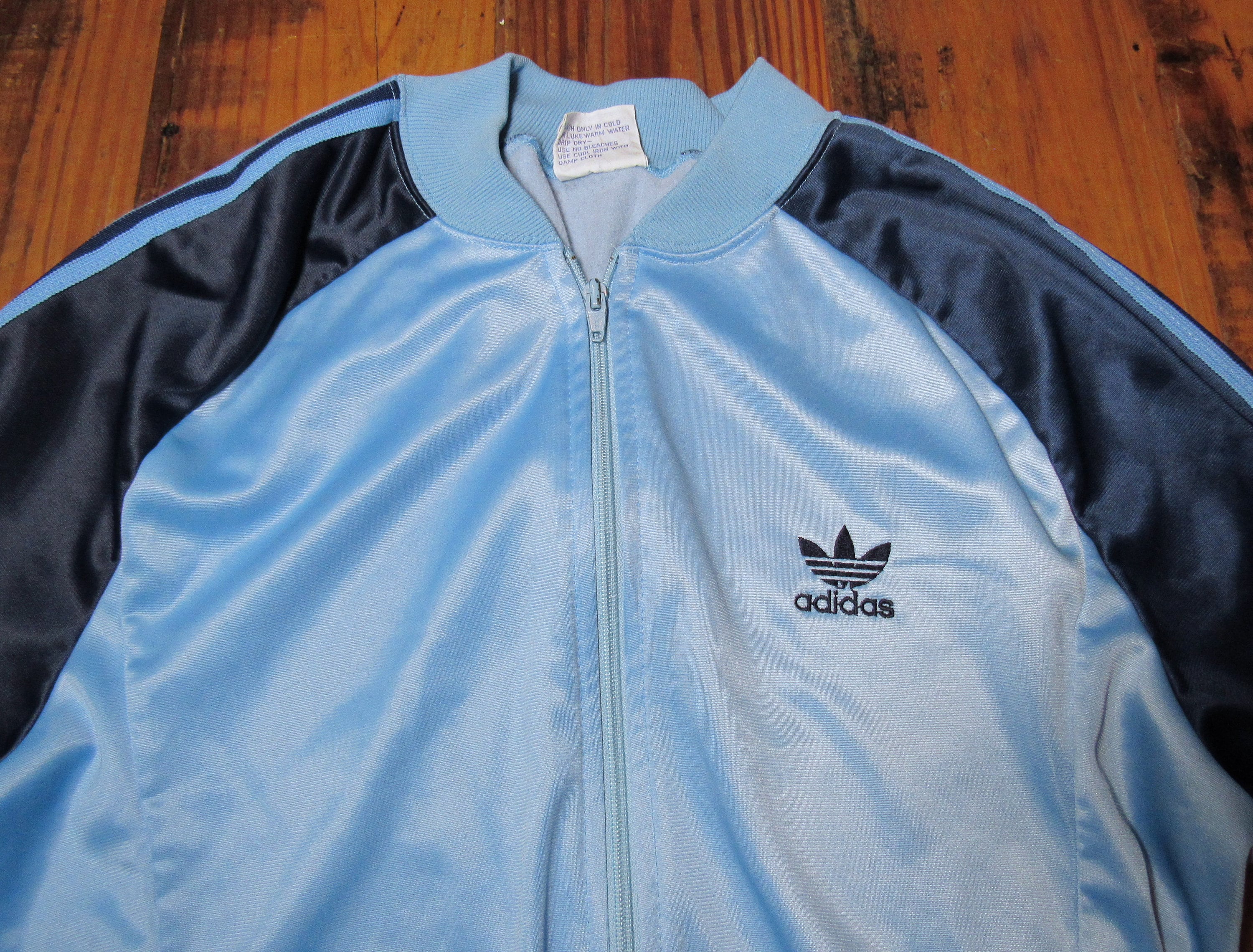 Vintage 80's Adidas ATP Keyrolan Blue 3 Stripe Full Zip Track