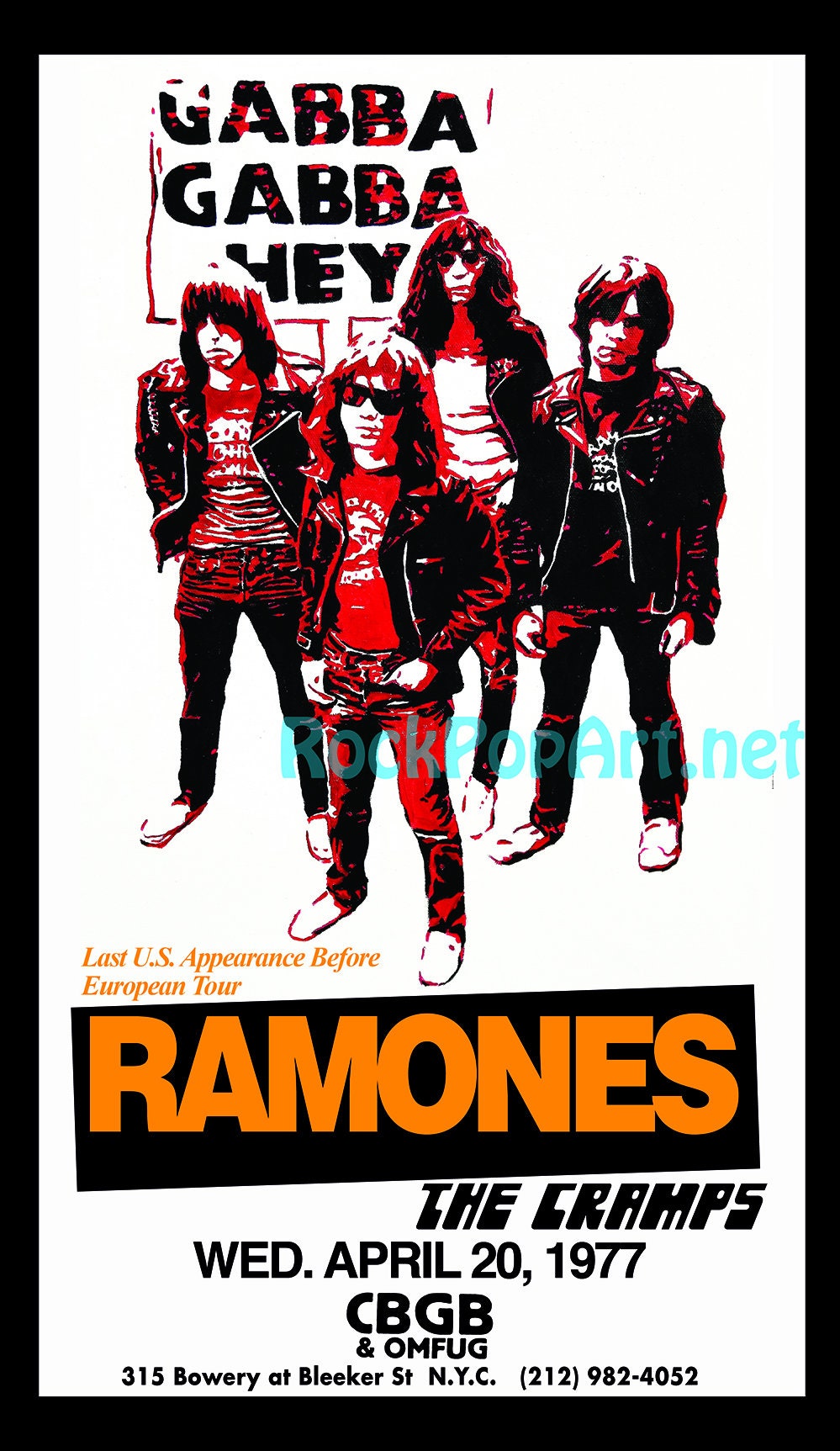 RAMONES 1977 and 1978 Tour concert posters re-imagines the