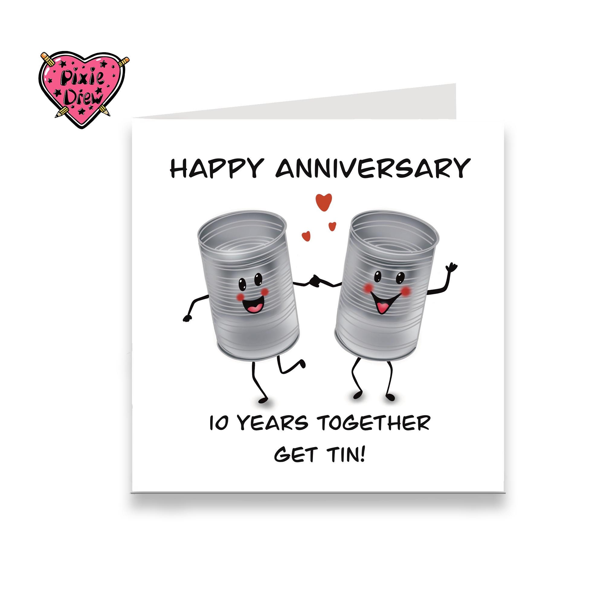 Tin Anniversary Card, Happy Tenth Anniversary Card With 2 Tins - Etsy