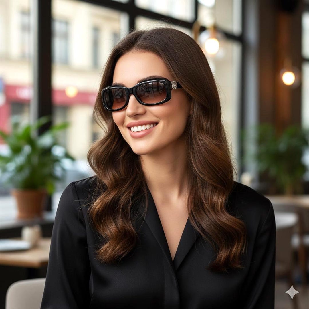 CHANEL Sunglasses Vintage Black White Camellia Flowers Oval