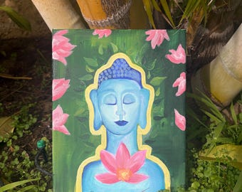 悟り、仏陀、オリジナル、現代絵画、蓮、平和、涅槃、覚醒、現代