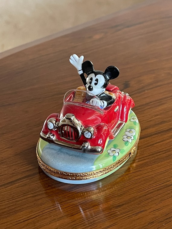 Limited Edition Mickey Mouse Red Car Limoges Box; Artoria; Limoges