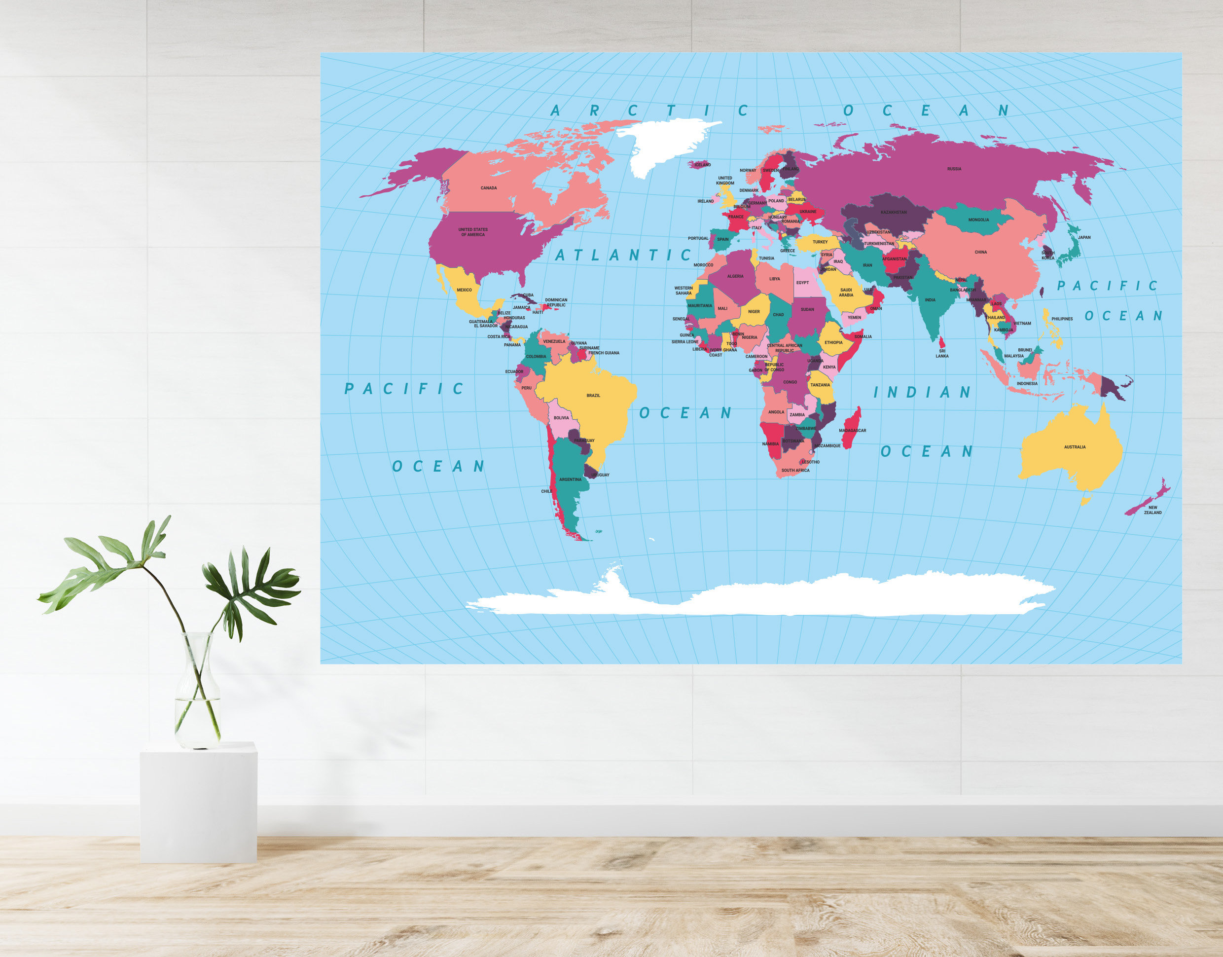 World Map Atlas Educational Large Poster Art Print Gift - A1