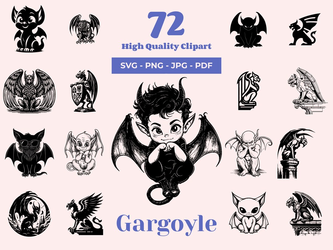 Gothic Gargoyle SVG Bundle: 72 Statue Designs (digital Download