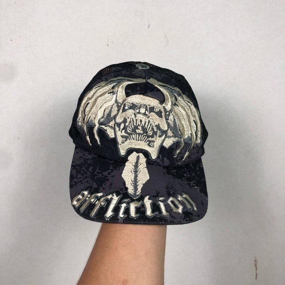 Y2K Affliction Hip Hop Skull Wing Sematary Trucker Hat Snapback - Etsy