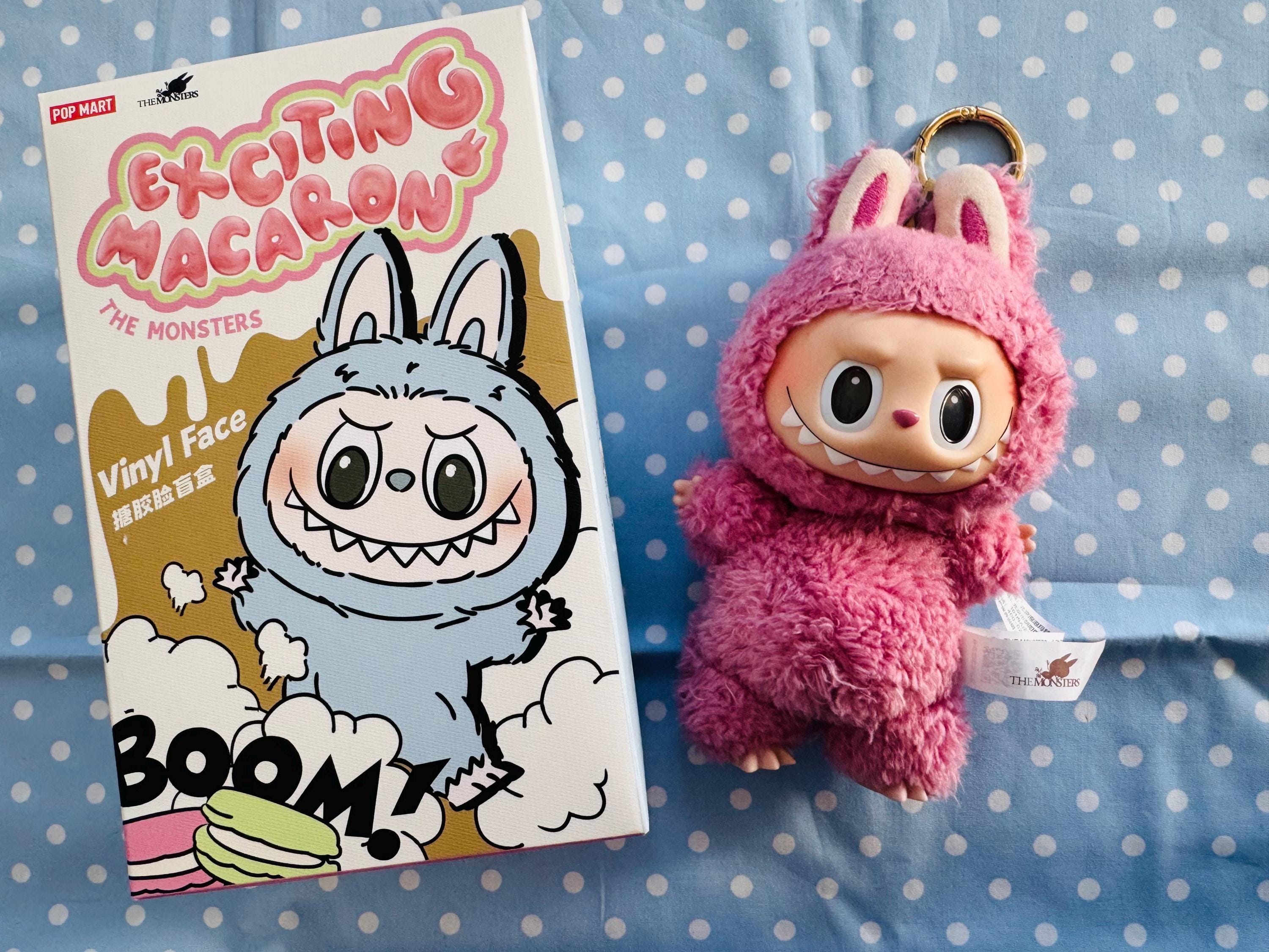 Popmart Labubu Exciting Macaron Plush Toy Keychain in Pink Lychee