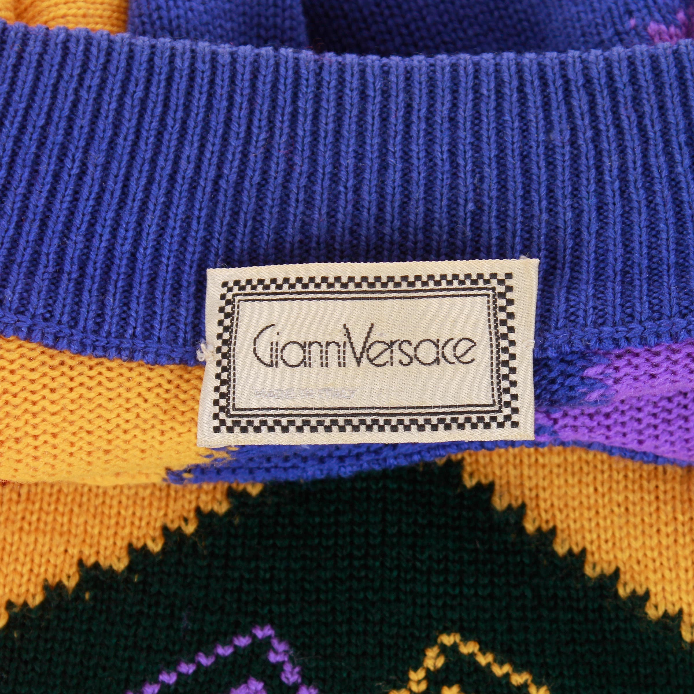 Vintage Gianni Versace Wool Color Block Sweater Made in Italy Size