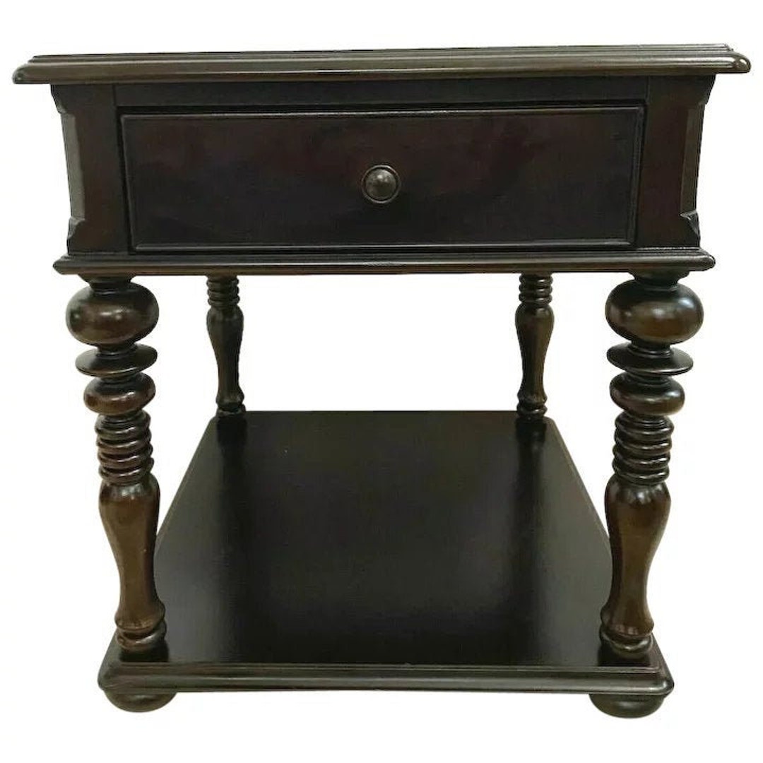 Vintage Universal Furniture Side Table Top Drawer Bottom Shelf Two