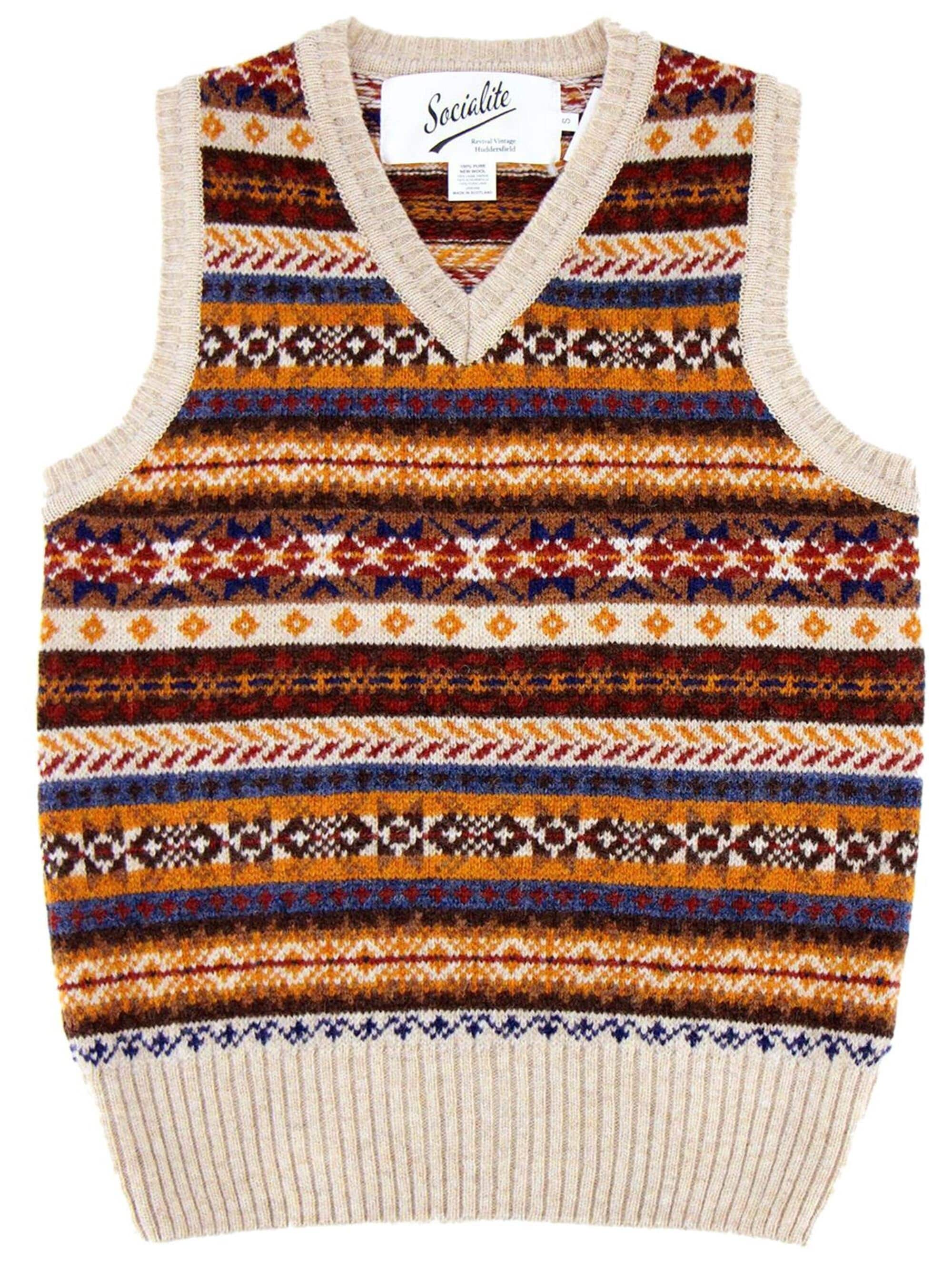 Fair Isle Scottish Wool Knit Vest - 1940s Vintage Style - Etsy