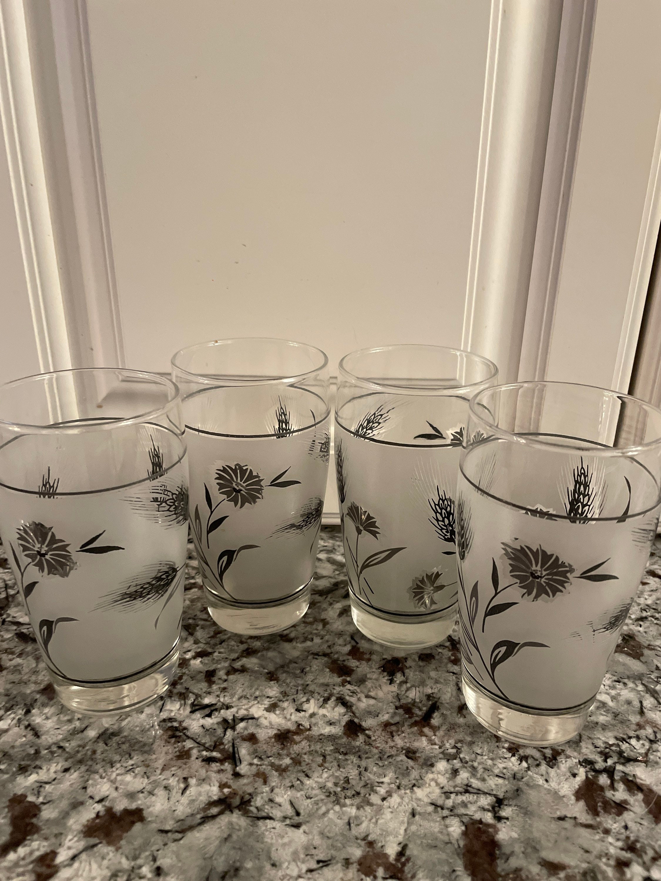 Libbey Vintage Set of 4 Wheat and Thistle Iced Tea Glasses