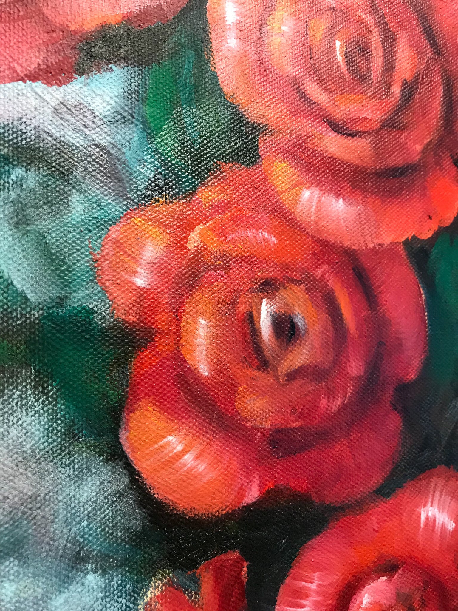 油絵 赤いバラ バラの道 赤い花 壁アート装飾 大きな絵画 キャンバス