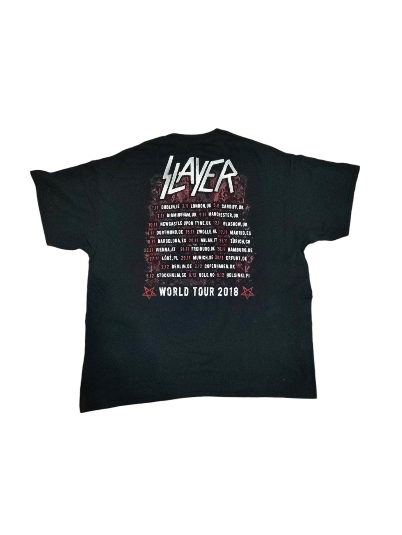 Slayer World Tour 2018 Black T Shirt Dates Vintage Metal Original