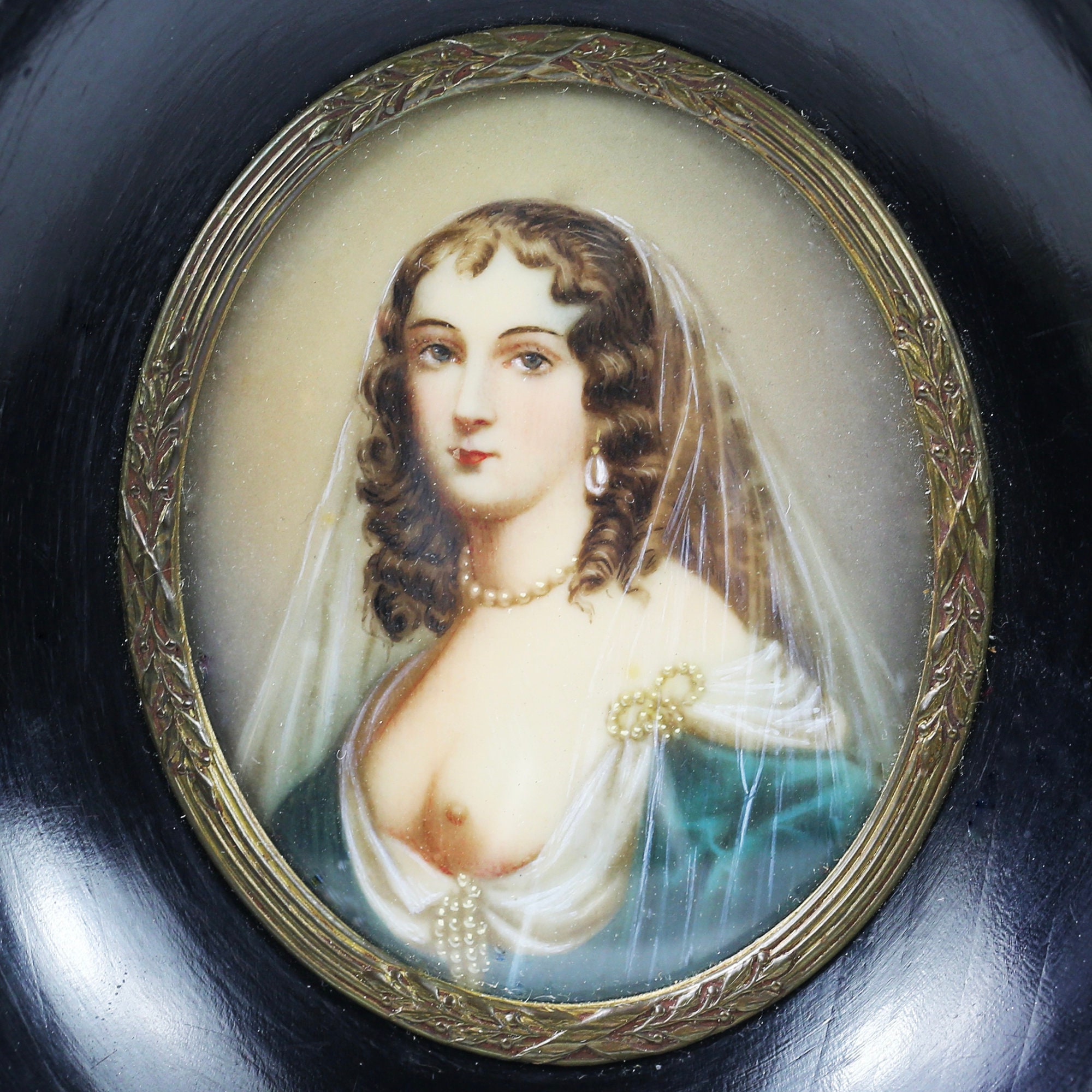 英国アンティーク 19世紀 貴婦人の肖像 額装 英国アンティーク 19世紀