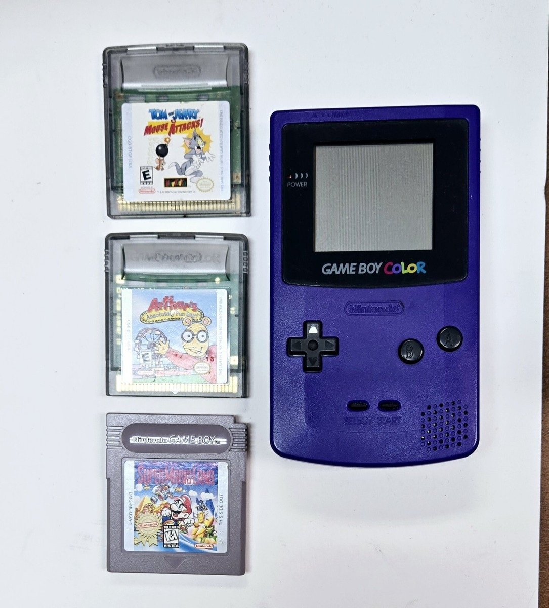 Nintendo Game Boy Color CGB-001 Grape Purple w/ 3 Games