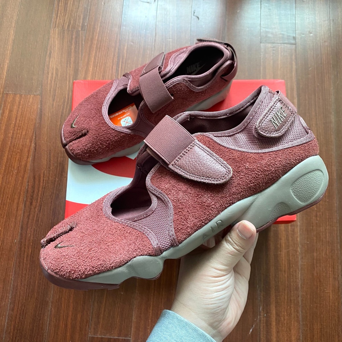 Nike Air Rift Reddish Brown Womens Sneakers Mary Jane HQ1474-201