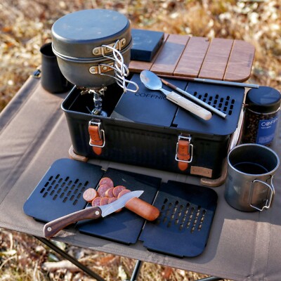 COFFNIC Steel Table Top + Wood Table Top(for Stanley Lunch Box 10q
