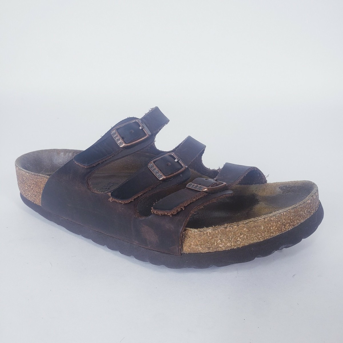 Birkenstock 240 Sandals Slides Brown Leather - Sz 37 - L6 M4 | eBay