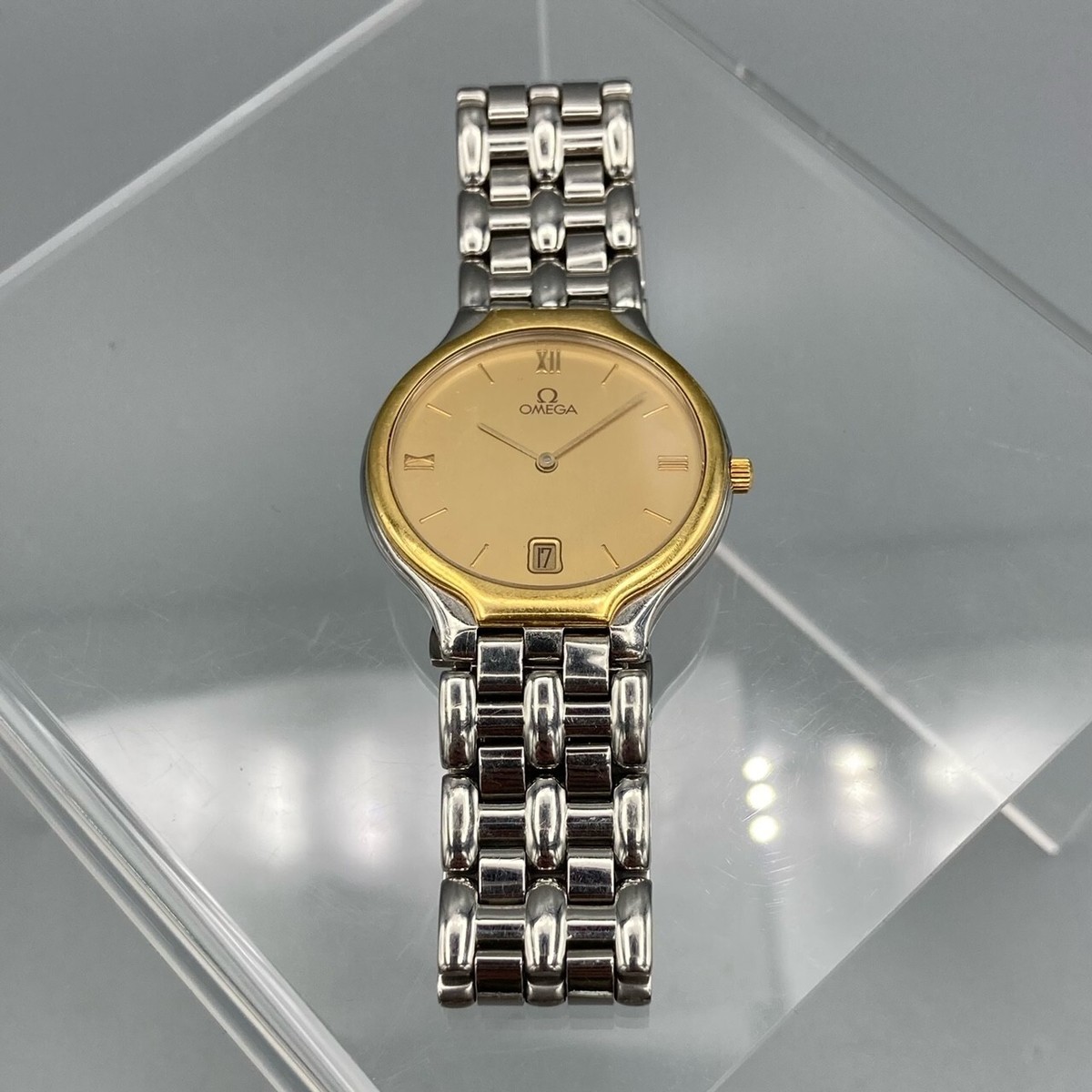 Omega Symbol Quartz Champagne Dial SS/18K Gold Watch 196 0316 396