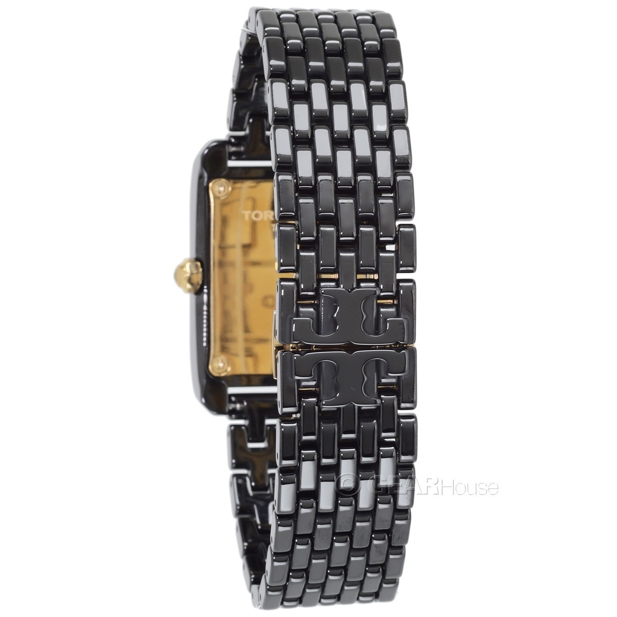 Tory Burch Eleanor Womens Ceramic Watch, Rectangular Black Dial w