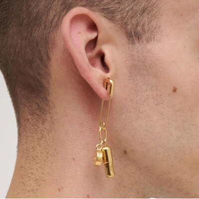 AMBUSH Safty Pin Small Scratch Metal Pill Shape Single Earring