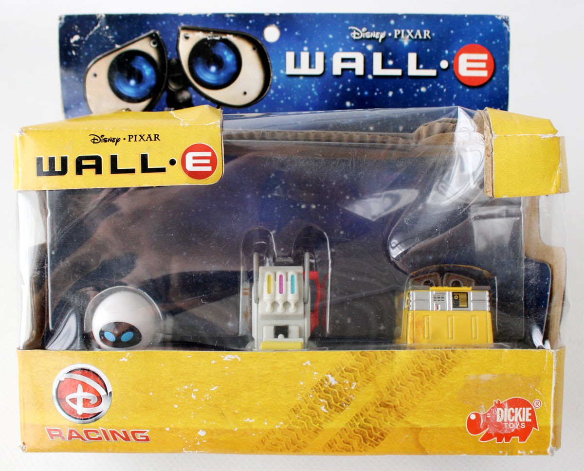 RARE WALL E 3X FIGURE ROBOT SET EVE PAINTBOT DICKIE DISNEY RACING