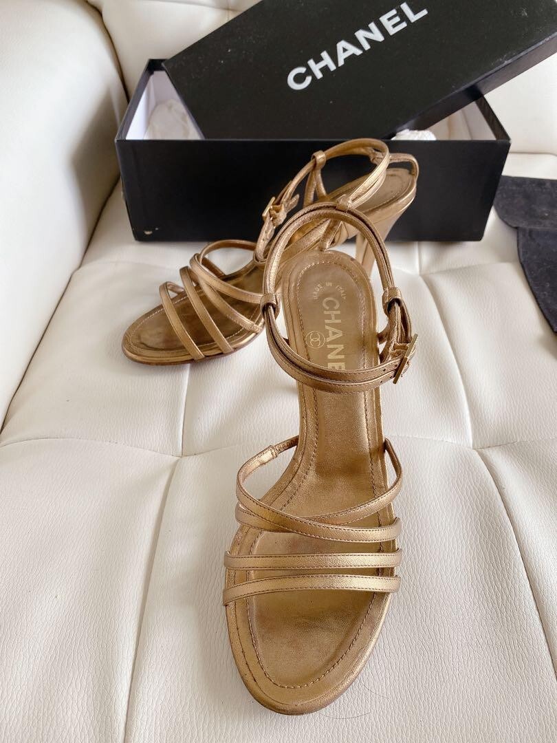 CHANEL Ankle strap High Heel Sandals Mules Pumps Shoes Women Size
