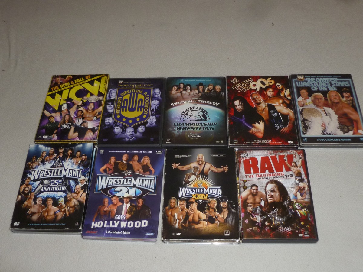 WWF WWE WRESTLING DVD LOT WRESTLEMANIA RAW 25TH ANNIVERSARY XXIV