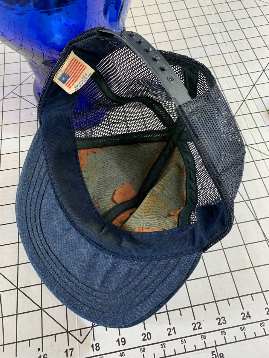 Vintage 70s 80s Raw Denim Jean Trucker Snapback Hat Cap Distressed