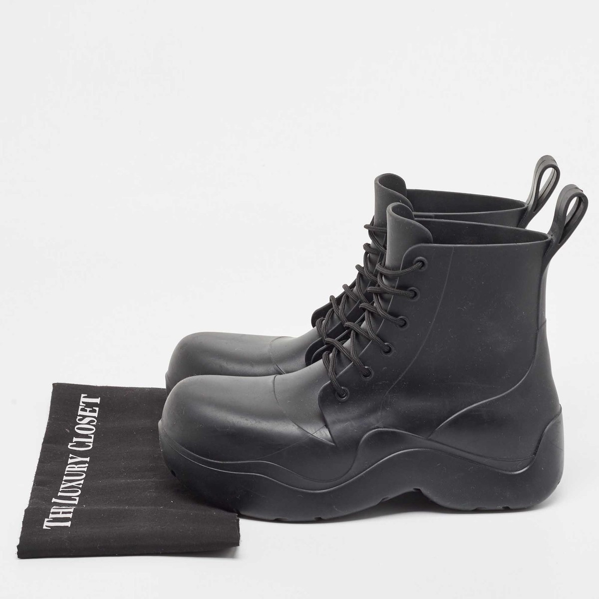 Bottega Veneta Black Rubber Lace Up Puddle Boots Size 41 | eBay