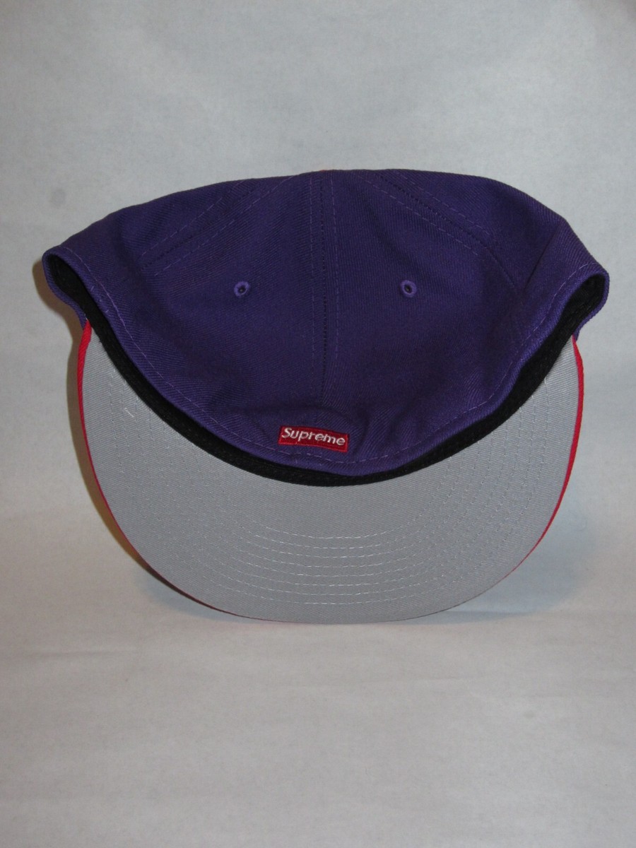 SUPREME x New Era Goat Fitted Hat Cap PURPLE / RED 7 1/8 NEW! S/S
