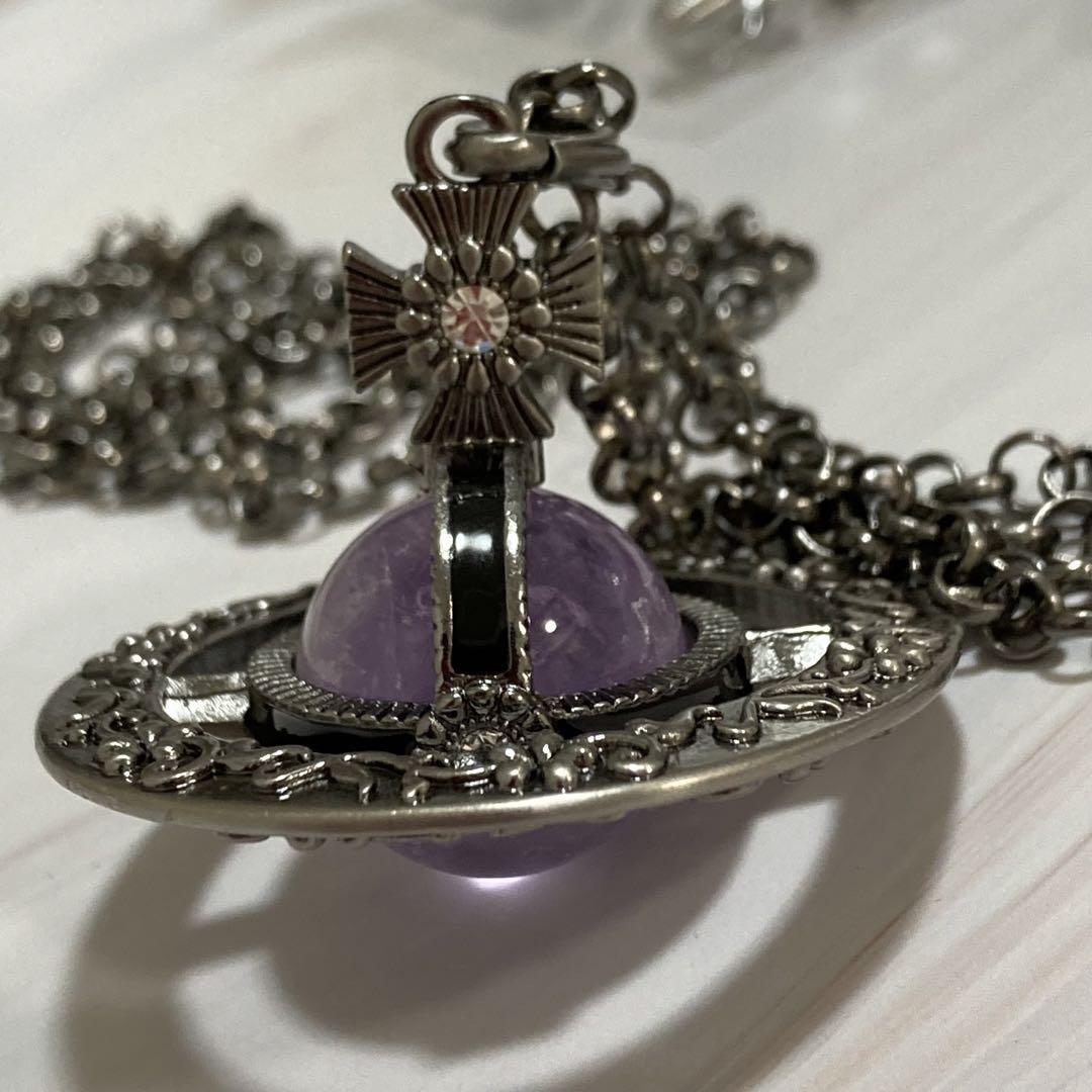 Vivienne Westwood Necklace Ornamental Small Orb Amethyst Purple