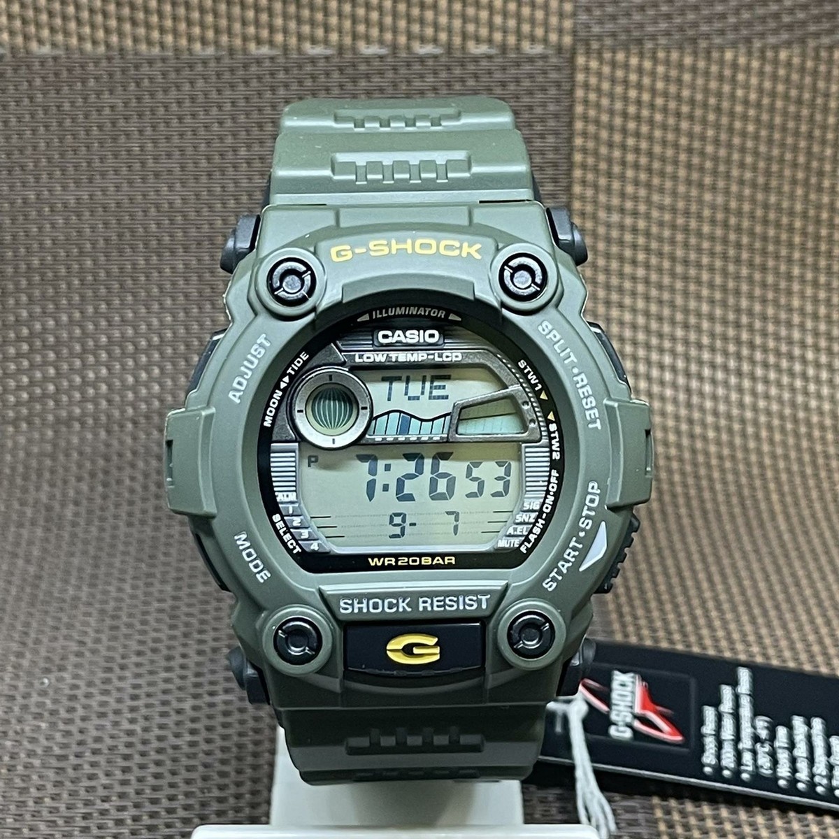 Casio G-Shock G-7900-3D Tide Graph Digital Green Resin Strap Alarm