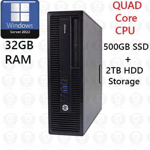 HP Desktop Quad Core i7 500GB SSD + 1TB HDD 32GB RAM Window Server