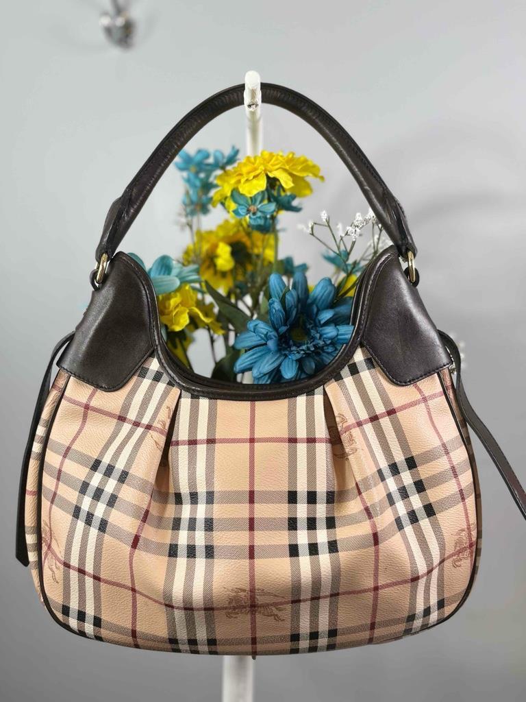 BURBERRY Classic Haymarket Check Brooklyn Hobo Shoulder Bag | eBay